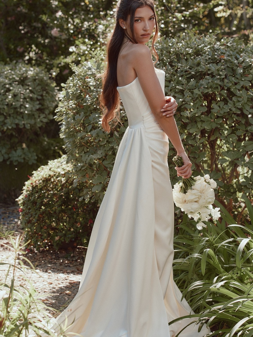 House of CB SABRINA Ivory Satin Strapless Bridal Gown NWT - Picture 4 of 16